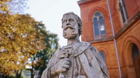  Statue of St. Peter Apostle near sacred religious architectural structure Stock Footage 186721741