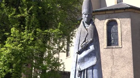 Statue of St Willibrord at Echternach Stock Footage 249648282
