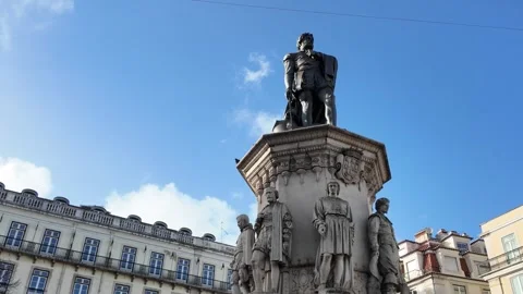 The statue standing in Praça Luís de Camões in Lisbon Stock-Footage 297411082