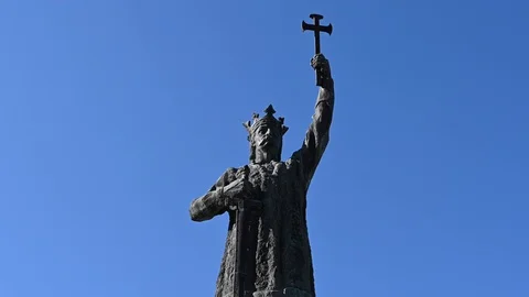 Statue of Stefan cel mare, Stephen the great emperor Stock Footage 125423936