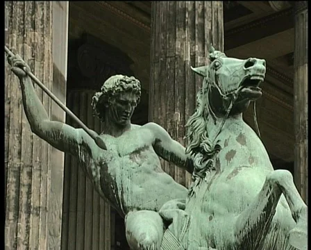 Statue stone rider Stock Footage 281981