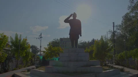 Statue of subhas chandra bose india jabalpur 스톡 동영상 222034548