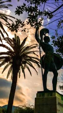 Statue at sunset Foto stock