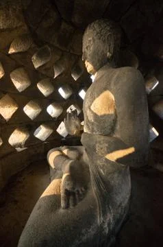 Statue in the Temple complex of Borobudur, Buddhist temple Stock Photos