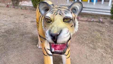 Statue of tiger in the zoo Stock Footage 327384671