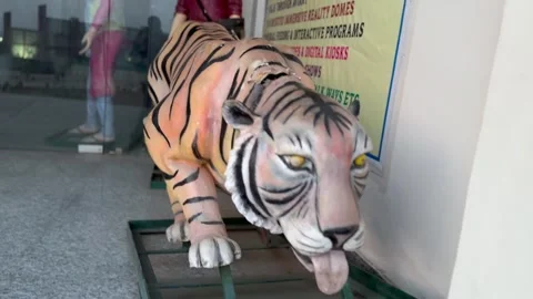 Statue of tiger in the zoo Stock Footage 327384859