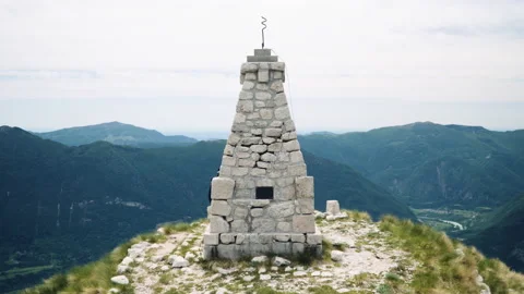 Statue on the top of the mountain from world war 2, static wide angle. Stock Footage 132231237