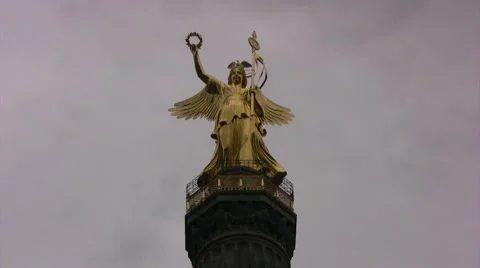 Statue on top of Victory monument in Berlin Stock Footage 44343017