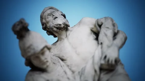 Statue of a Trojan hero Aeneas Saving His Aged Father Anchises Video stock 129503624