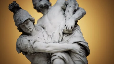 Statue of a Trojan hero Aeneas Saving His Aged Father Anchises Stock Footage 129503625