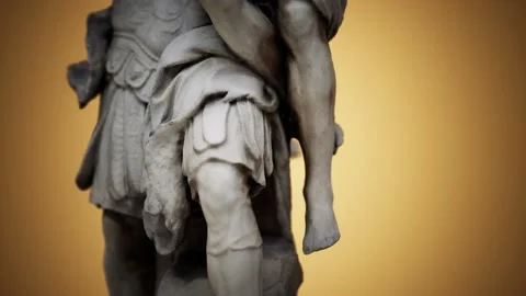 Statue of a Trojan hero Aeneas Saving His Aged Father Anchises Vídeo Stock 144422814