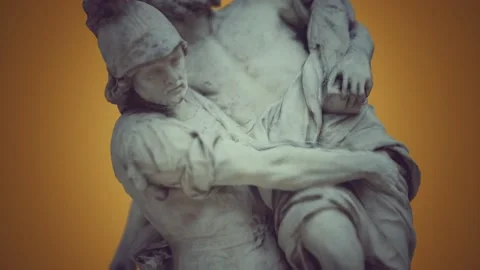 Statue of a Trojan hero Aeneas Saving His Aged Father Anchises Vídeo Stock 150426902