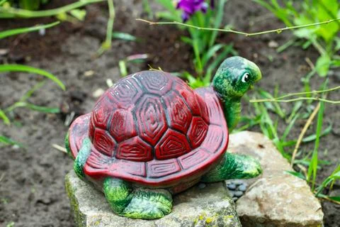 Statue of a turtle in the garden on the stone Stock Photos