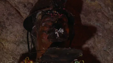 Statue Of The Uncle, El Socavon, Oruro, Bolivia Stock Footage 108851753