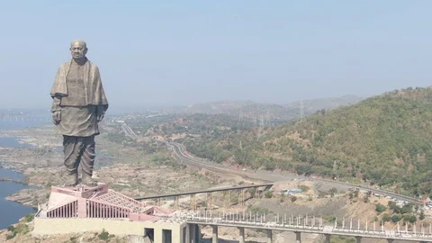 Statue of Unity aerial drone view | Stock Video | Pond5
