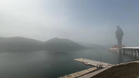 Statue of Unity Sardar Vallabhbhai Patel, the world's tallest statue. Stock Footage 265064367