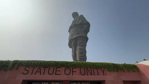 Statue of Unity Sardar Vallabhbhai Patel, the world's tallest statue. Stock Footage 272606053