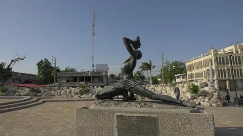 The statue of the Unknown Maroon in Port-au-Prince, Haiti Stock Footage 50614974