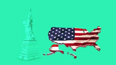 Statue Us Map Lİght color Stock Footage 154635650