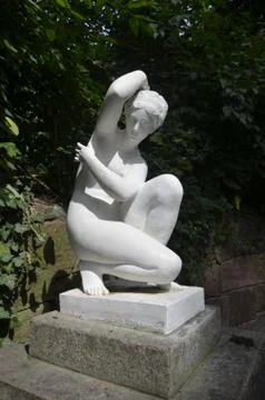 Statue of Venus bathing suit at Sofiyivka National Dendrological Park Stock Photos