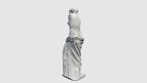 Statue of Venus de Milo slowly rotating - 3d render looped with alpha channel. Video stock 167538444