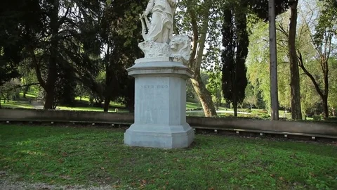 The statue of Victor Hugo Stock Footage 77864277