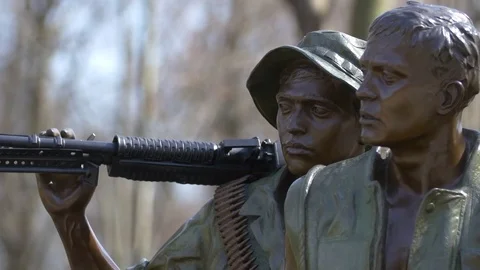 Statue at Vietnam War Memorial Stock Footage