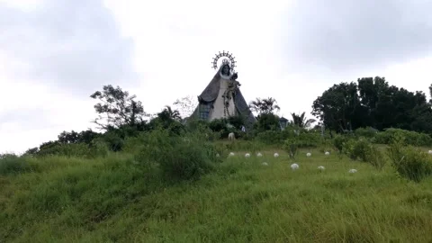 A Statue of Virgin Mary inside a Sanctuary in the Philippines Church Stock Footage 166566166