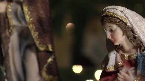 Statue of the Virgin Mary from a Nativity Scene Video stock 70604232