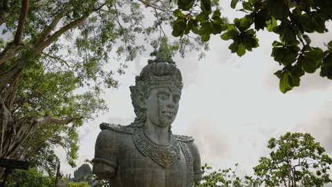 Statue of Vishnu head, face in Garuda Wisnu Kencana park Stock Footage 234421681