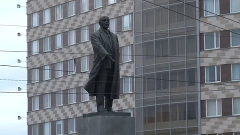 The Statue Of Vladimir Lenin Stock Footage 76119943