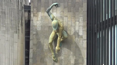 Statue on wall Stock Footage 89097956