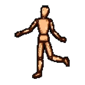 Statue wood man model pixel art vector illustration Stock Illustration