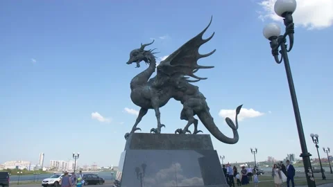 Statue of Zilant in Kazan Stock Footage 134285469