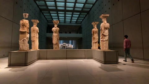 Statues at Acropolis Museum Video stock 146648473
