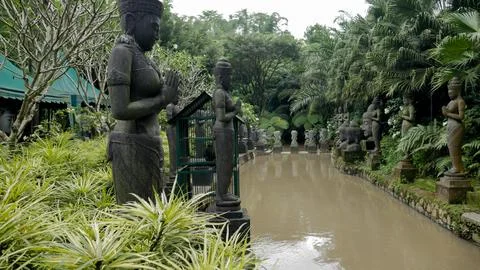 Statues alongside the lake Stock Photos