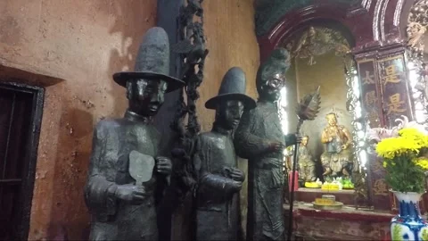 Statues at Altar inside Chua Phuoc Hai Temple, Ho Chi Minh City, Vietnam Stock-Footage 275220535