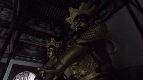 Statues at Altar Inside Kek Lok Si Buddhist Temple, Penang, Malaysia 스톡 동영상 296703827