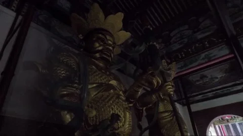 Statues at Altar Inside Kek Lok Si Buddhist Temple, Penang, Malaysia Stock Footage 296749953