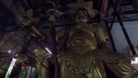 Statues at Altar Inside Kek Lok Si Buddhist Temple, Penang, Malaysia 스톡 동영상 296864576