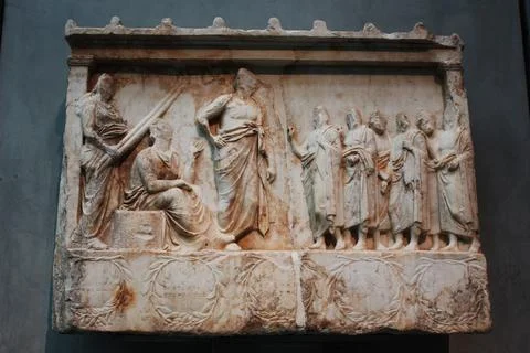 Statues and ancient artifacts at the Acropolis museum in Athens, Greece Stock Photos