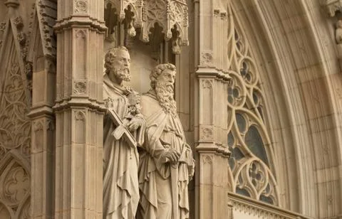 Statues on barcelona cathedral Stock Photos