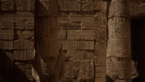 Statues, columns and wall inscriptions in the Egyptian Pharaonic civilizatio Stock Footage 290832605