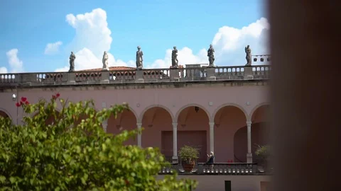 Statues on display in a state of the art museum of Florida, located in Sarasota, Stock Footage 129379379