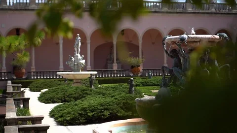 Statues on display in a state of the art museum of Florida, located in Sarasota, Stock Footage 129379809