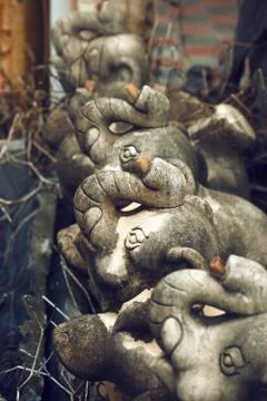 Statues of elephants composition Stock Photos