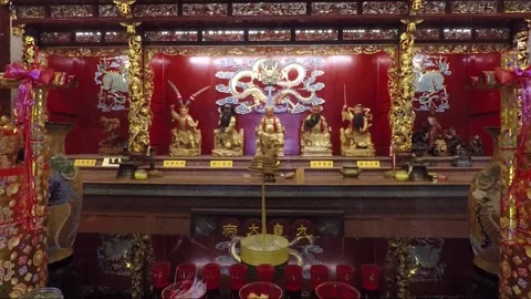 Statues of five Deities on the altar ins... | Stock Video | Pond5