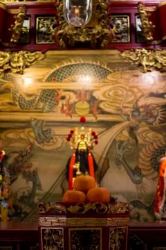 Statues found inside Chinese temple during CNY. Stock Photos