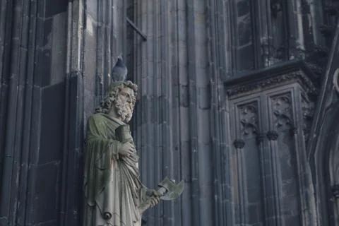 Statues on the front of the Cathedral in Cologne, Germany Stock Photos