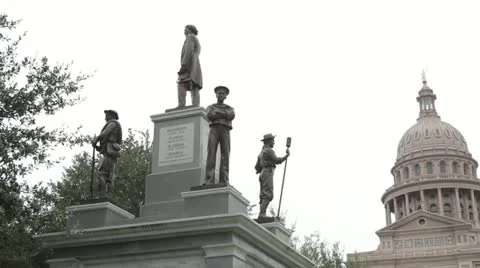 Statues in front of Texas State Capitol building Austin, TX (Texas) Stock Footage 15106601